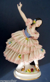 Ballerina with Lacy Dress & Blue Bodice