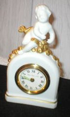 Porcelain Mantle Clock with Cherub