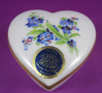Heart-shaped trinket box with handpainted forget me nots